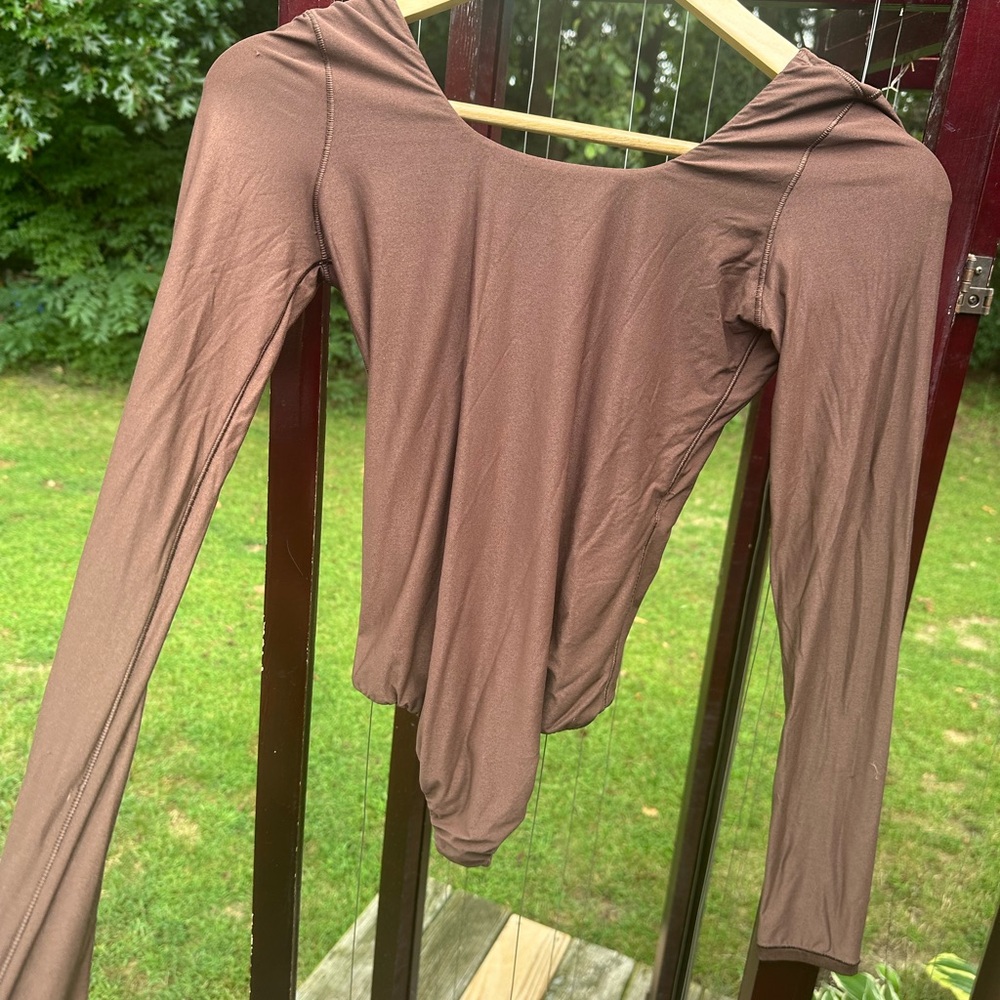 Aerie Chocolate Brown Long Sleeve Bodysuit